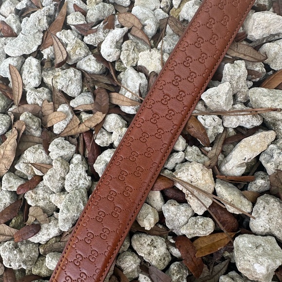 GG Gucci Emblematic Marmont Brown Leather Belt Silver Buckle L - Picture 7 of 15